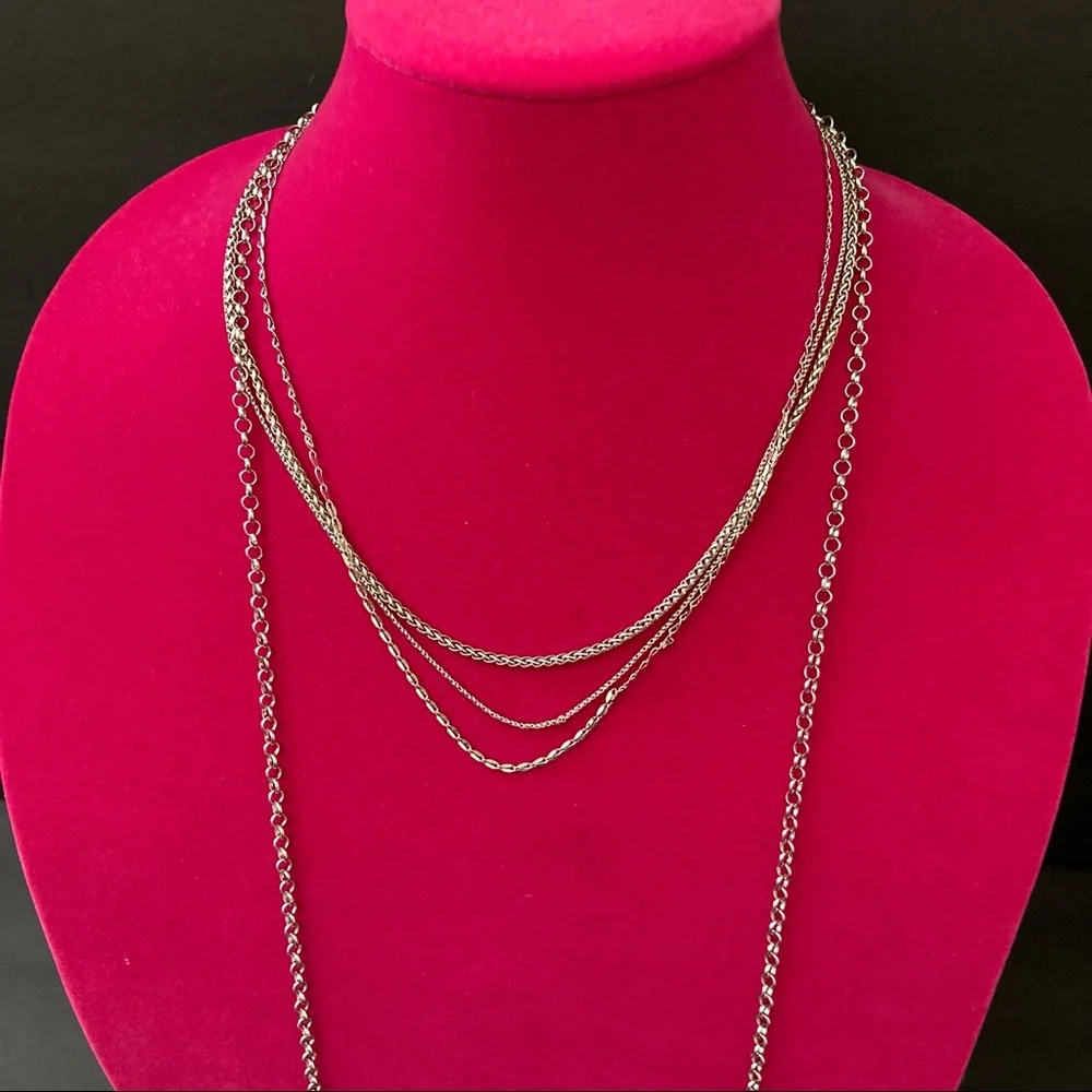Halogen | Triple Layered Necklace | Silver Tone | Brand New - Picture 4 of 7